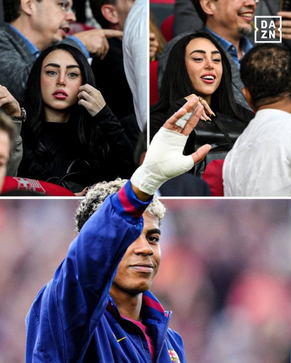 心系男友❤️‍🔥亚马尔本场赛事  伤愈复出，其女友在看台上观战